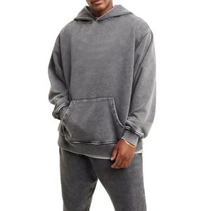 เสื้อฮู้ดดี้ผู้ชายสไตล์วินเทจคุณภาพสูง ล้างสีแบบแอซิด ทรงบ็อกซี่ แฟชั่นสตรีท สวมใส่สบาย - Product Image 1