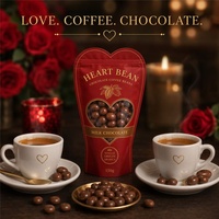 Bolsa de Café Personalizada con Forma de Corazón, Ventana en Forma de Corazón, Cierre Hermético, Bolsa de Embalaje de Café Cubierto de Chocolate para Regalo de Marca