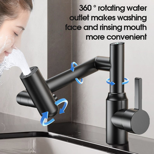 Filtre anti-éclaboussures rotatif robinet à affichage numérique pivotant à 360 degrés extensible <span class=keywords><strong>accessoires</strong></span> de robinet de salle de bain à 3 voies - Product Image 2