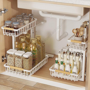 Étagère de rangement coulissante en métal à 2 niveaux pour épices de cuisine, à installer sous le comptoir, pour armoire - Vente en gros - Product Image 3