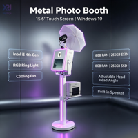 Photomaton ovale en métal avec écran tactile 15,6 pouces, ventilateur de refroidissement RGB étanche, imprimante en libre-service, capacité de 200 kg pour 15 personnes