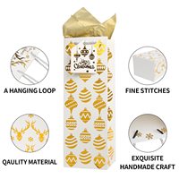 Emballage en papier kraft de luxe imprimé sur mesure, emballage écologique pour les achats, sac cadeau de Noël pour bouteille de vin avec poignée en ruban