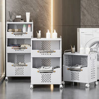 Panier à linge pliable sur pied en plastique moderne et durable avec roulettes pour le rangement des vêtements sales dans la salle de bain