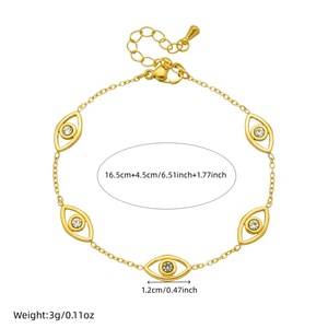 Evil Eye Jewelry <b>Set</b> Gold Plated Stainless Steel Necklace <b>Bracelet</b> Earrings Women's Party Fashion Accessory - Product Image 4