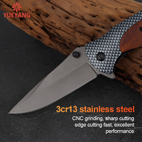 Couteau pliant personnalisé YUEYANG avec manche en bois d'olivier gravé au Laser lame revêtue de titane poche extérieur EDC couteau bricolage vente de qualité