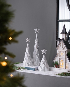 Set <span class=keywords><strong>di</strong></span> 3 Alberi <span class=keywords><strong>di</strong></span> <span class=keywords><strong>Natale</strong></span> Artificiali in Poliresina con <span class=keywords><strong>Stella</strong></span> in Cima, Personalizzabili, Ecologici, con Base Autoportante <span class=keywords><strong>per</strong></span> Uso Interno, Misure S/M/L - Product Image 1