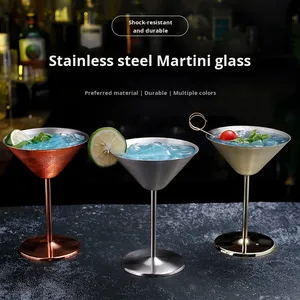 Verres à <span class=keywords><strong>Martini</strong></span> en Acier Inoxydable Plaqués Cuivre Incassables pour Cocktail Fête Mariage Restaurant Bar Coffret Cadeau - Product Image 2