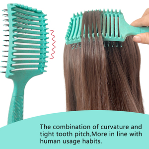 Thiết Kế Mới Xoăn Xác Định Thân Thiện Với Môi Rơm Lúa Mì Nylon Mềm Lông Bàn Chải Detangling Bàn Chải Tóc Cho Curler Tóc - Product Image 4