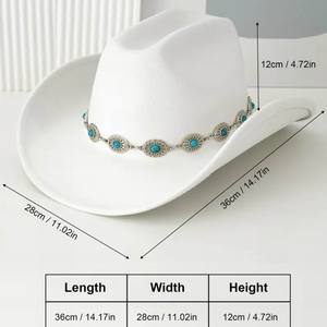 Sombrero de Vaquero Occidental para Fiesta o Festival, de Fieltro, con Ala Ancha y Moldeable, para Hombres y Mujeres - Product Image 2