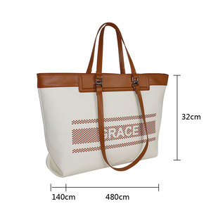 Bolso Tote para Mujer, de Algodón con Estampado de Letras, para Playa y Compras, Bolso Tote de Lona al por Mayor, de Gran Capacidad - Product Image 2