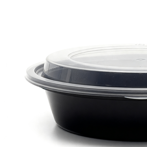 [150 unidades] Recipientes y tapas redondos de plástico PP de 24 oz para llevar, aptos para microondas, color negro - Product Image 4