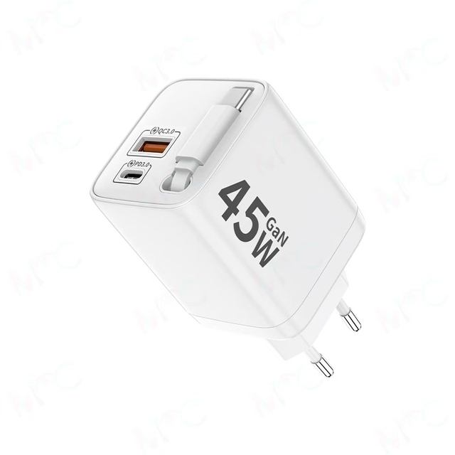 45W GaN USB C Charger, EU Plug PD QC Fast Charging Adapter for iPhone Samsung Galaxy iPad Laptop
