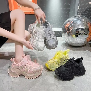 Chaussures décontractées à semelle épaisse pour femme 2026 avec plateforme à strass et paillettes - Product Image 1