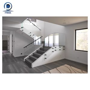 Escalera de cristal con marco blanco de estilo nórdico Prima, escalera que ahorra espacio para casa pequeña, escalera de cristal exquisita para pasillo - Product Image 4