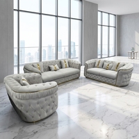 Ensemble de canapés YOUJING SOFA11 en cuir véritable, style italien, luxe léger, avec surpiqûres, en forme de U, garni de latex, pour salon américain