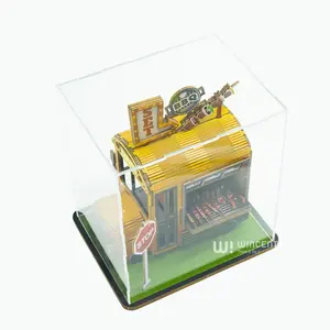 Wincent Mini Puzzle de scène de rue avec lumière bricolage blocs de construction miniatures kit en bois bricolage puzzles en bois 3d