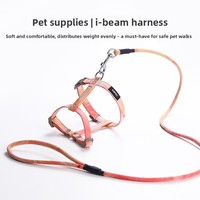 Tali Traksi Hewan Peliharaan yang Dapat Disesuaikan, Set Dada & Punggung Bentuk-I, Anti-Lepas, Perlengkapan Jalan-Jalan untuk Kucing & Anjing