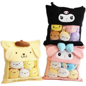 Ruun new sanrioed snack plush pillow kawaii anime kuromi mymelody pompom creative soft Cushion Stuffed a Bag of Snack plush toy