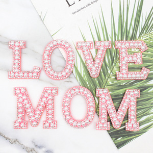 Love Mom Rhinestone Pearl Cake Toppers Mother's Day Elegant Reusable Decorations - Product Image 1