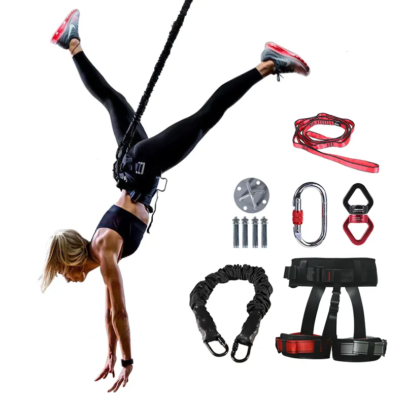 Hoge Sterkte Indoor Bungee Fitness Vitaliteit Riem Aerial Yoga Set Home Hangende Vliegende Dans Elastische Band Set