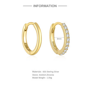 Boucles d'oreilles créoles en argent 925 pour femme, micro-incrustation de zircon, pendentif cercle, vente en gros - Product Image 1