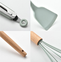 Ensemble de 12 accessoires de cuisine en silicone, outils de cuisine, ustensiles de cuisine en silicone avec manches en bois