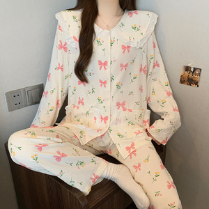 <span class=keywords><strong>Genki</strong></span> – chemise de nuit légère pour femmes, avec col Peter Pan et manches longues, nouvel ensemble de vêtements de maison, printemps/automne - Product Image 4