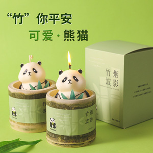 Vela Aromática Panda Hecha a Mano en Maceta de Bambú, Regalo para Bodas, Adorable Obsequio Chino para Eventos Corporativos, Venta al por Mayor Daifa 90-120 Aroma - Product Image 2