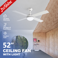 1stshine Fournisseur de ventilateurs de plafond Ventilateur à moteur CC Ventilateur de plafond moderne 52 blanc avec lumière