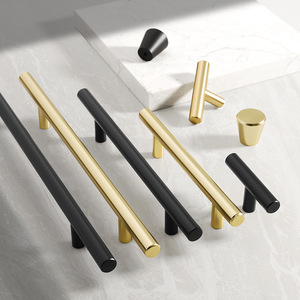 Modern Minimalist Gold Cabinet Door Handles American-style Black Aluminum Alloy Drawer Cabinet <b>Knobs</b> Wholesale Hardware - Product Image 2