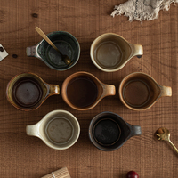 Tasse à café en grès Wabi Sabi faite à la main avec bord irrégulier, compatible micro-ondes, origine Fujian, pour café et restaurant