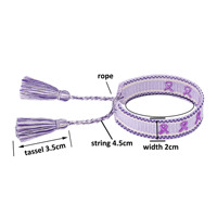 12 pièces rose bracelets de sensibilisation au cancer du sein foi espoir Cure bracelet brodé femmes à la main gland tressé corde