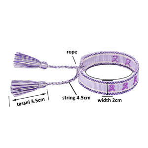 12 pièces rose bracelets de sensibilisation au cancer du sein foi espoir <span class=keywords><strong>Cure</strong></span> bracelet brodé femmes à la main gland tressé corde - Product Image 6