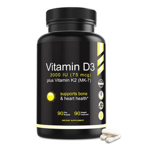 Biocheaoem OEM özel etiket <span class=keywords><strong>Vitamin</strong></span> <span class=keywords><strong>D3</strong></span> K2 kapsüller-bağışıklık desteği, kemik ve kalp sağlığı için-D vitamini ile MK-7 (K2 vitamini) - Product Image 1