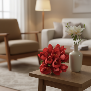 Bouquet di Fiori Artificiali in Seta, Tulipani Rosa Realistici Fatti a Mano, Decorazione Classica per Casa e Matrimonio - Product Image 2