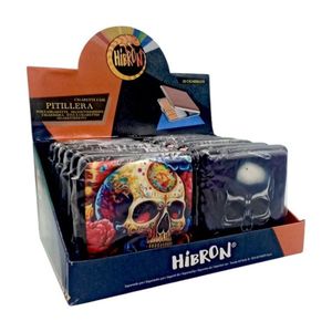 Étui à cigarettes portable en métal Hibron, 20 paquets, avec motif de feuilles colorées et fermeture à clapet - Product Image 2