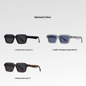 Retro Street <strong>Sun</strong> Glasses Luxury Eyewear Rectangular UV-Proof Acetate Eyeglass Frame Polarized Handmade Classical Sunglasses - Product Image 4