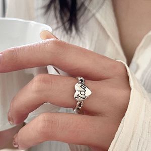<b>Silver</b> Ruitai S925 Sterling <b>Silver</b> Letter <b>Ring</b> For Women Light Luxury Korean Style Versatile Jewelry Gift - Product Image 3