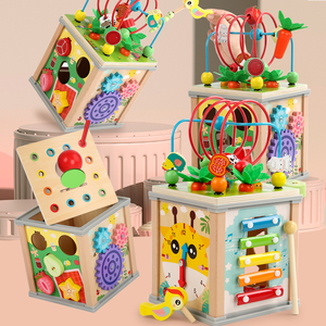 10-In-1 Educational Learning Toy with Bead Maze and Shape Sorter Developmental Wooden Gift 18M+ Kids Wooden Activity <strong>Cube</strong> - Product Image 3