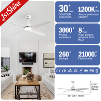 1stshine fabricant de ventilateurs de plafond 52 pouces ventilateur de plafond blanc moderne avec application contrôle intelligent