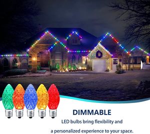 Luces Navideñas C9 Facetadas con 2 LED SMD en Cada Bombilla, Juego de 25 Decoraciones para Interiores y Exteriores - Product Image 5