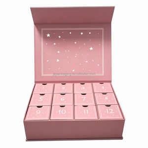 Rỗng Advent Lịch 12 Ngăn Kéo Màu Hồng Tùy Chỉnh In Ấn Giấy Hộp Quà Tặng Sang Trọng Bao Bì Đồ Trang Sức Advent Lịch Hộp - Product Image 1