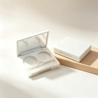 Palette de maquillage carrée blanche vide en gros, personnalisable avec logo, boîte compacte simple à 2 compartiments pour fard à joues avec miroir pour emballage de poudre cosmétique