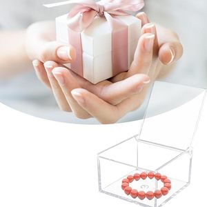 Large <strong>Clear</strong> Acrylic Box Hinged Lids Transparent Square Cube Storage Organizer Containers Easter Wedding Candy Display Racks - Product Image 6
