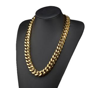 Custom Stainless Steel Jewelry <b>Necklace</b> Manufacturer Gold Plated <b>Chunky</b> Miami Link Cuban Chain - Product Image 3