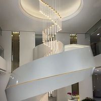 Lustre en cristal de luxe pour escalier, maisons duplex, villa, salon suspendu, moderne, minimaliste, LED à intensité variable