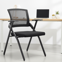 Chaise de bureau pliable en maille avec accoudoirs, chaise de salle de réunion portable, chaise de bureau pliable légère pour conférence et formation