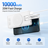 Chargeur sans fil magnétique ultra-fin portable 20W 10000 mAh avec câbles, charge rapide, affichage LED, batterie externe pour iPhone