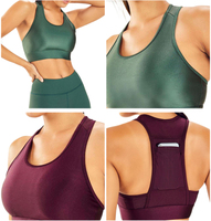 Soutien-gorge de sport tendance avec logo personnalisé OEM/ODM, avec poches intégrées, pour l'entraînement et la gym, vêtements de yoga pour femmes grandes tailles