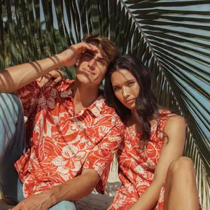 Camicia hawaiana abbottonata Casual da uomo con stampa digitale in seta di ghiaccio stile spiaggia hawaiana di alta qualità personalizzata OEM